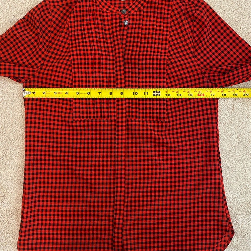 J. Crew Factory Drapey Buffalo Check Plaid/ Gingham Red Black Tuxedo Top Size XS - Picture 9 of 10
